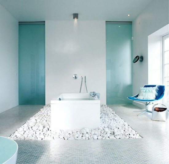 Idéer badrumsmöbler Feng Shui blå vit modern
