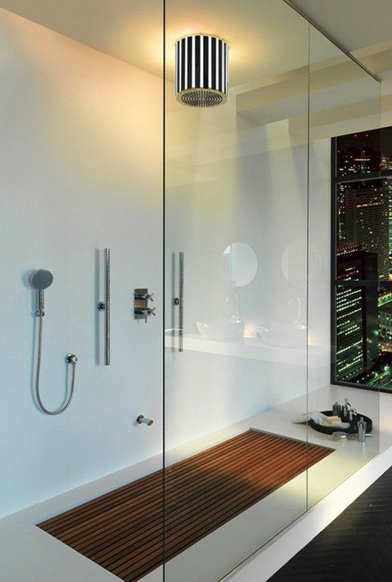Dröm badrum trä duschkabin modern