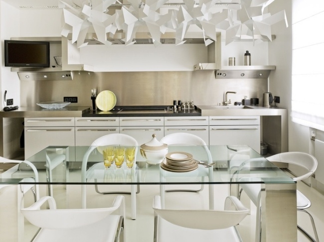 Levande idéer vitt modernt kök stål kök splashback