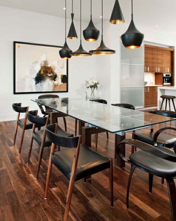 Living idéer modern matsal svart läder stolar design