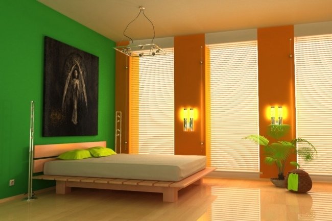 levande idéer sovrum design modern grön gul trä säng