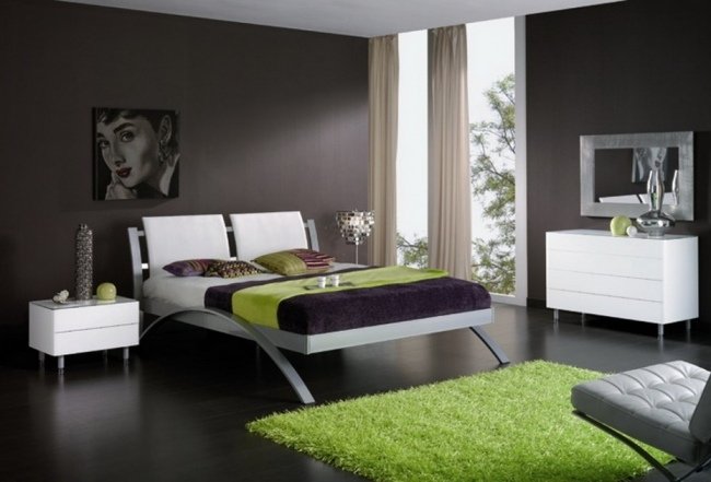 levande idéer sovrum design modern grön accenter matta