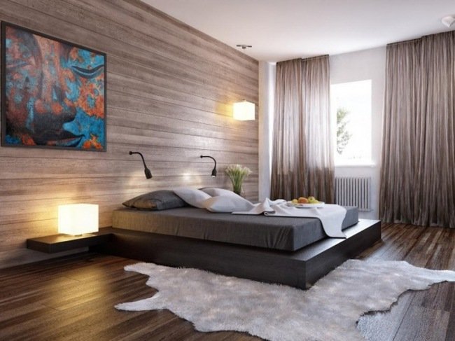 levande idéer sovrum design modernt brunt golv vägg trä