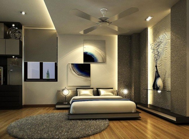 levande idéer sovrum design modern beige glitter blå dekorativa element