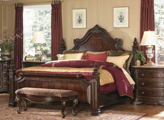 levande idéer för sovrum design lyx stavade röda accenter trä säng