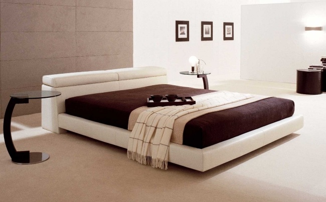 levande idéer sovrum design minimalistisk beige varma färgtoner
