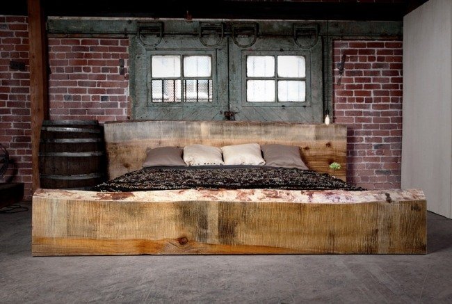 levande idéer för sovrumsdesign rustika neutrala färger tegelvägg
