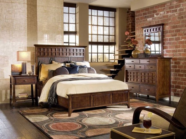 levande idéer för sovrumsdesign rustika bruna toner matta cirklar
