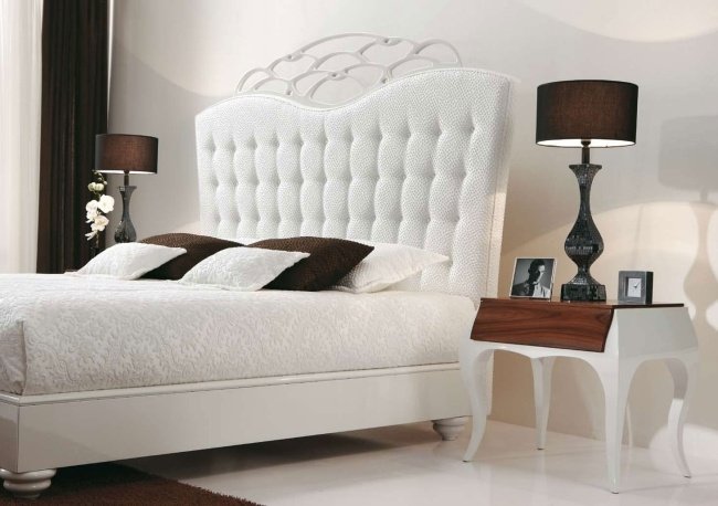 levande idéer för sovrumsdesign vintage vit sängbord mörkt trä
