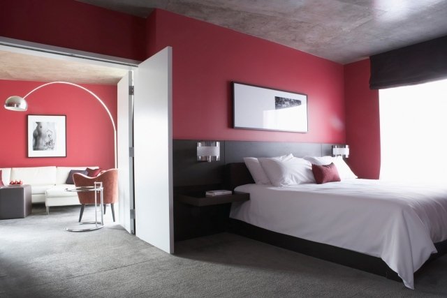 sovrum-målning-idéer-bär-röd-svart-säng
