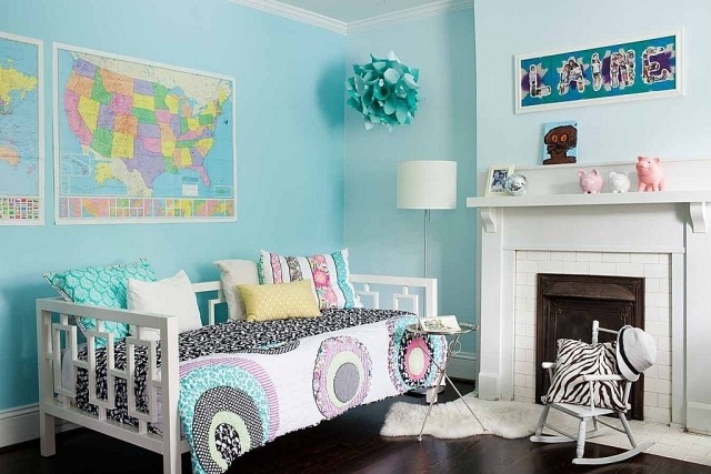barnrum-ungdomsrum-vägg-färg-ljusblå-aqua