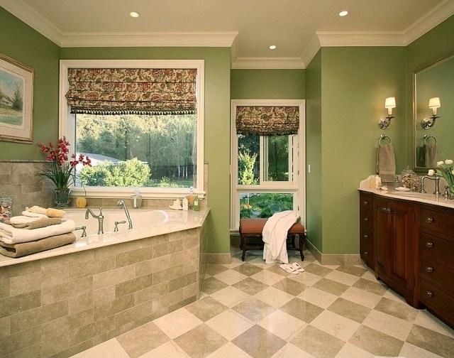 badrum-målning-idéer-grönt-hörn-badkar