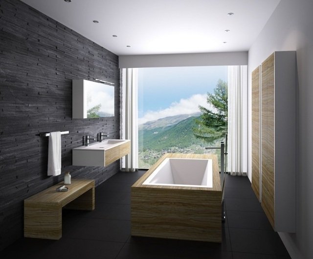 badrum-design-krokiga-vägg-paneler-trämöbler