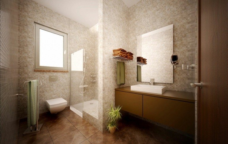 badrum bilder mosaik dusch inbyggd dusch fåfänga spegel