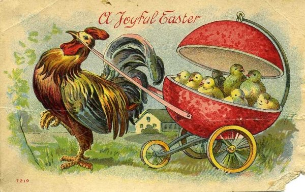 gratulationskort vintage retro vykort-bush-1900 påskkort idéer
