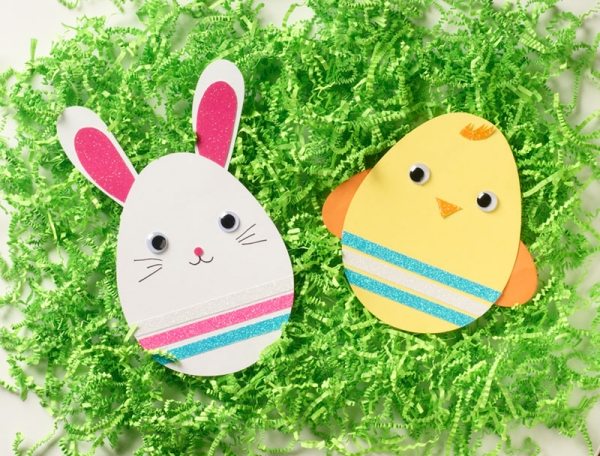 Påskhantverk gratis idéer bunny chick äggformat påskgräs