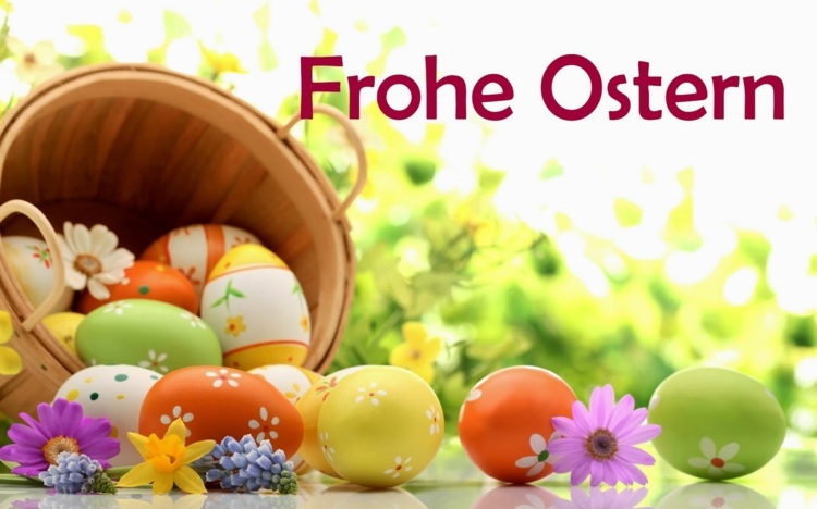 gratis påskkort påskkorg påskägg färgglada färger blommor