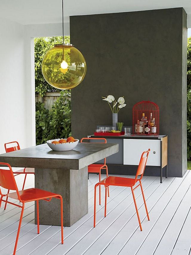 Trädgårdsbordbetong gjord modern möbeldesign