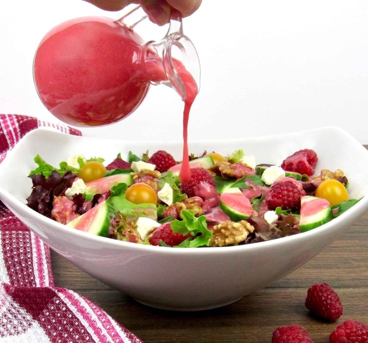 hallonvinaigrette till raketsallad