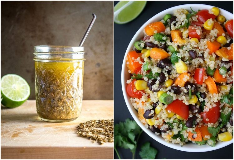 Vinaigrette till quinoasallad med tomater och bönor