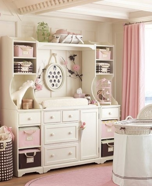 11 idéer för skötbord i barnrummet rosa dekoration