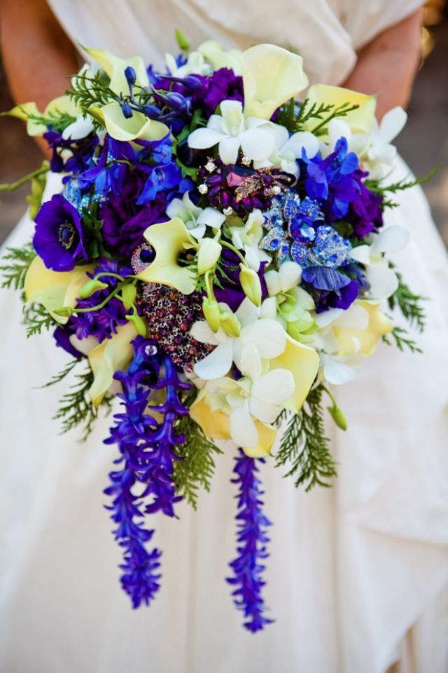 Registry office bukett-brudbukett idéer för kyrkan bröllop-blå blommor chic