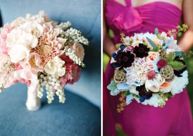 Bröllopsklänningar i ljust lila-blå bukettskurna blommor