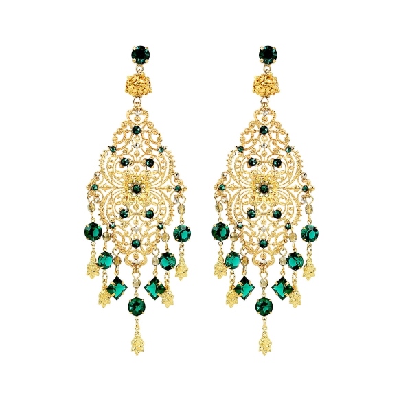 Bysantinska örhängen-smaragder-dekorerade-lång-vackra