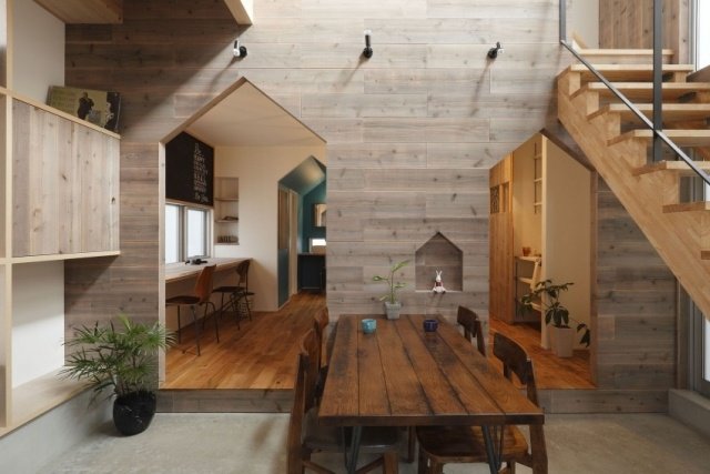 möblering design nära naturliga typer av trä vägg golv matplats