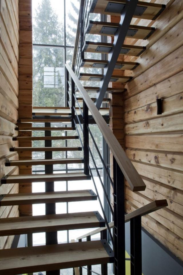 modern trappa plattform trappa trä stål svart
