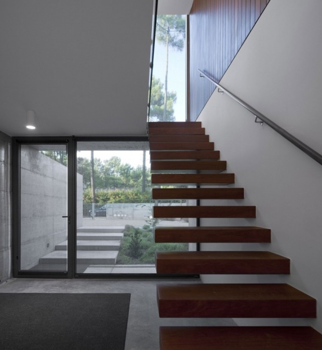 moderna trappidéer cantilever trappa trästeg räcke vägg