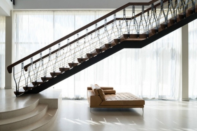 moderna trappor idéer design raka trappor trä stål