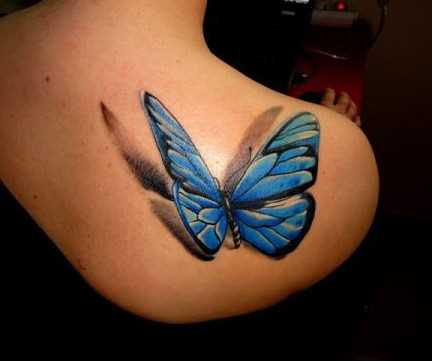 Perhonen 3D -tatuoinnit tytöille