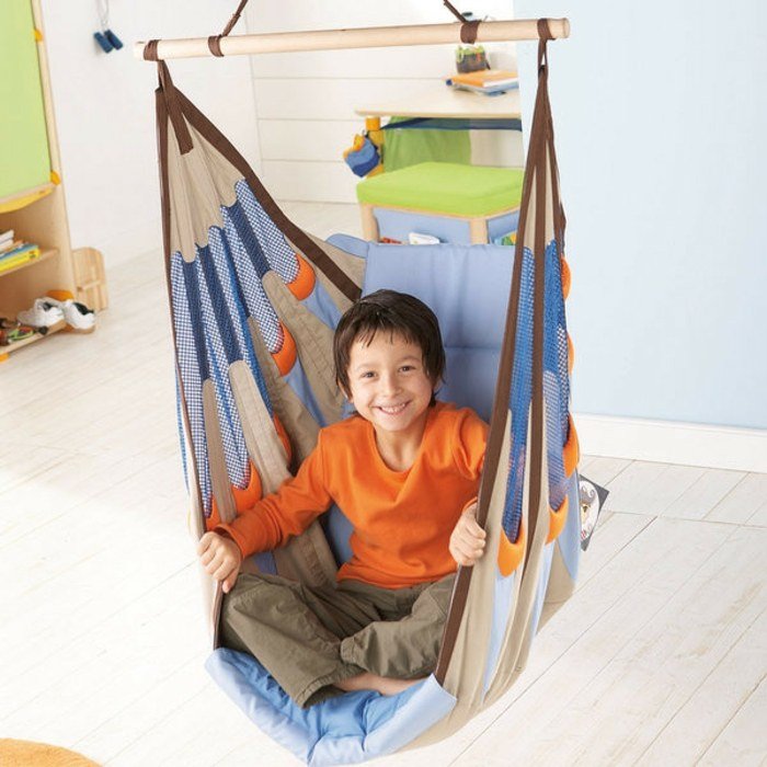 Tyg tillverkad-trästång-hängande stol