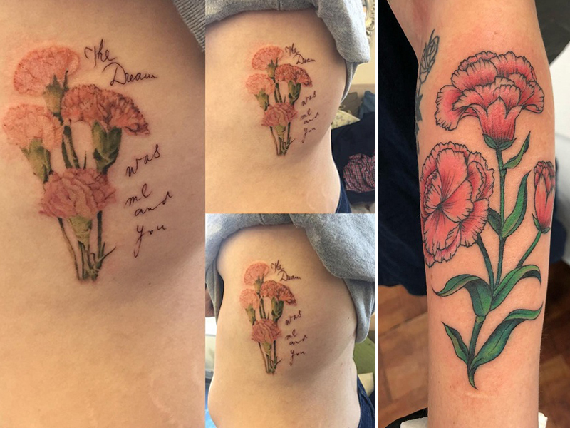Γαρύφαλλο λουλούδι τατουάζ σχεδιασμού