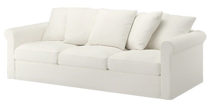 Kolmen istuttava valkoinen sohva olohuoneeseen