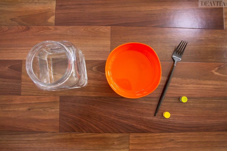 enkla experiment för barnmatfärggaffelglasbehållare för barn