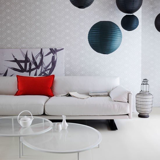 Vardagsrumsidéer vardagsrum-vit röd blå-modern minimalistisk