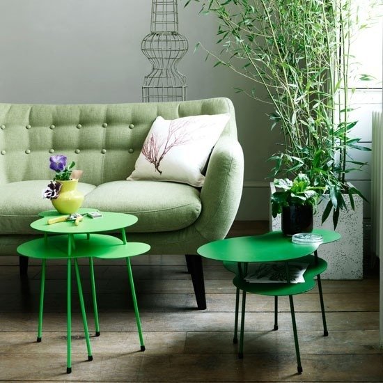 Levande idéer vardagsrum-grön högmodern dekoration