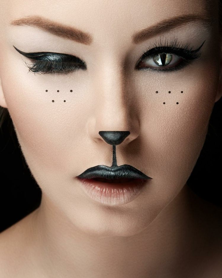 halloween ansikten gör lätt katt idé kontaktlinser