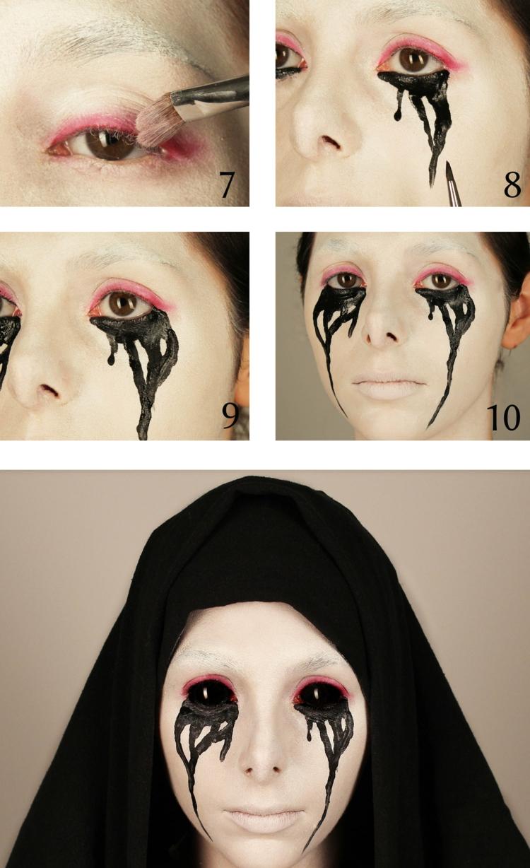 halloween ansikten sminkar nunna läskiga kontaktlinser svart