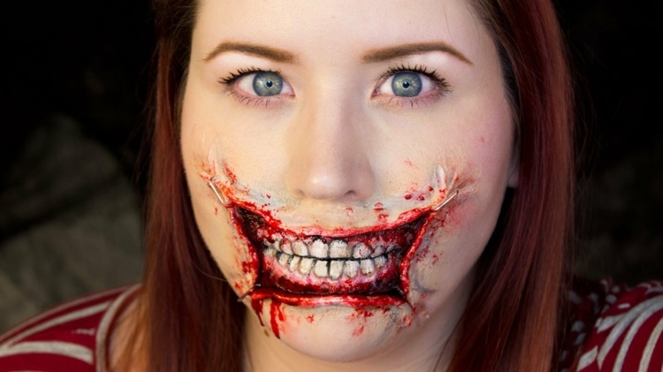 halloween ansikten smink zombie le tänder instruktioner