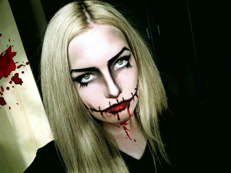 halloween ansikten make-up vampyr kostym dam söm imitation