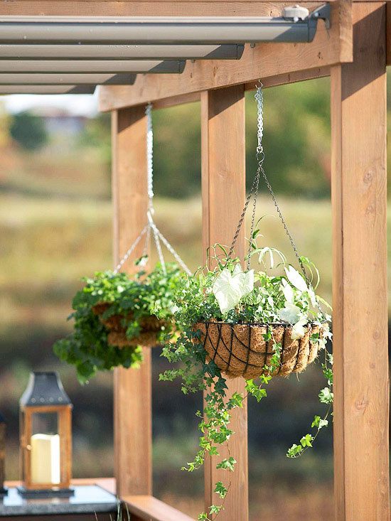 terrass designtips blomkorgar hängande korgar