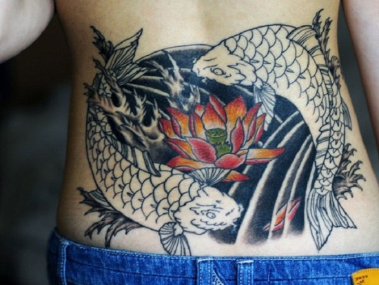 Alaselkä Koi Fish Tattoo Lotus