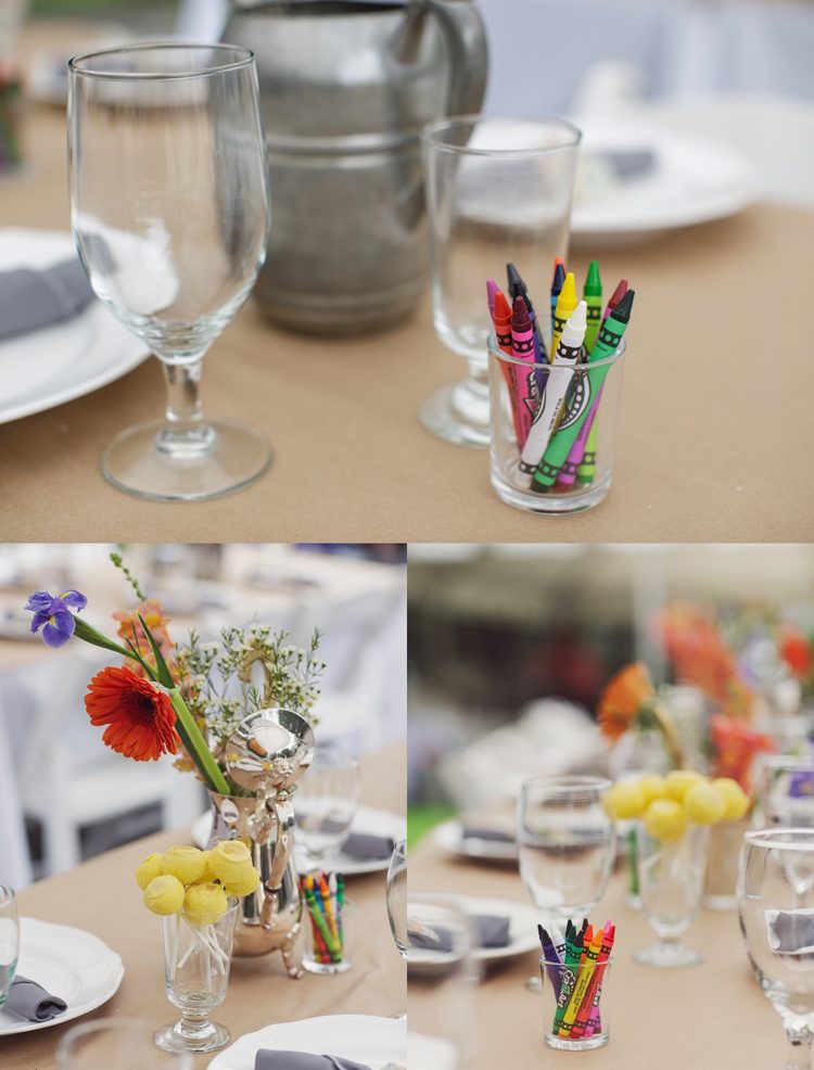 Bröllopsspel för gäster-roligt-bord dekorationer-färgade pennor