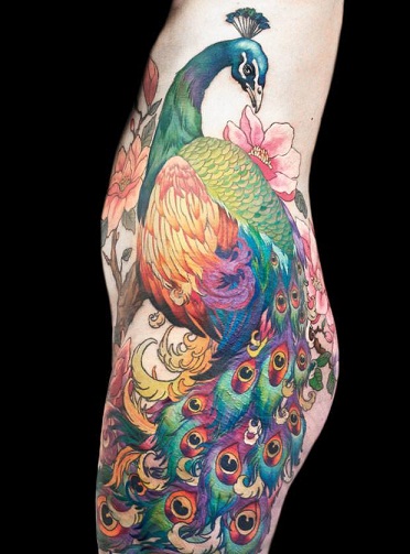 Peacock Hip Tattoo
