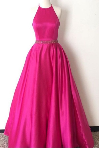 Kuuma vaaleanpunainen pitkä mekko