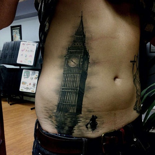 Lontoon kellotorni Vatsa Tatuointi