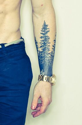 Forest Forearm Tattoo For Guys